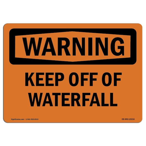OSHA WARNING Sign, Keep Off Of Waterfall, 5in X 3.5in Decal, 10PK, 5" W, 3.5" H, Landscape, PK10